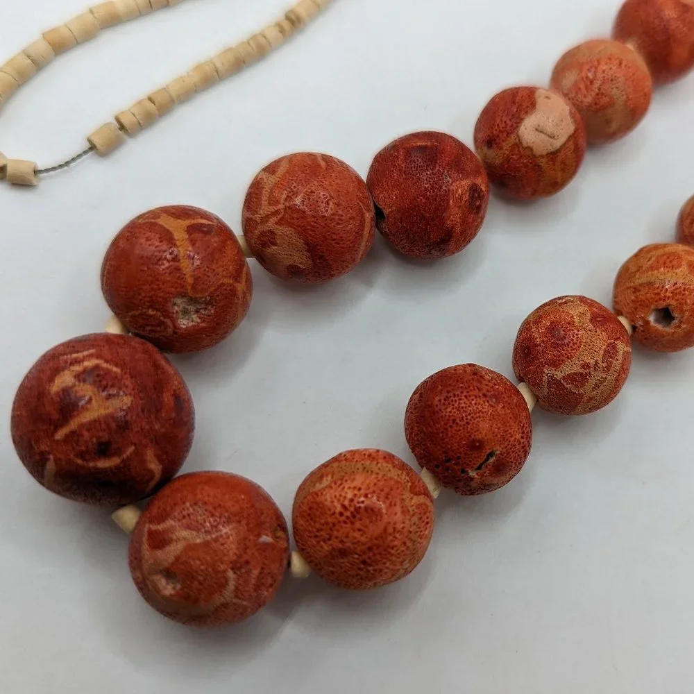 COPY - Vintage Raw Unpolished Natural Coral Bead Necklace - Picture 9 of 15